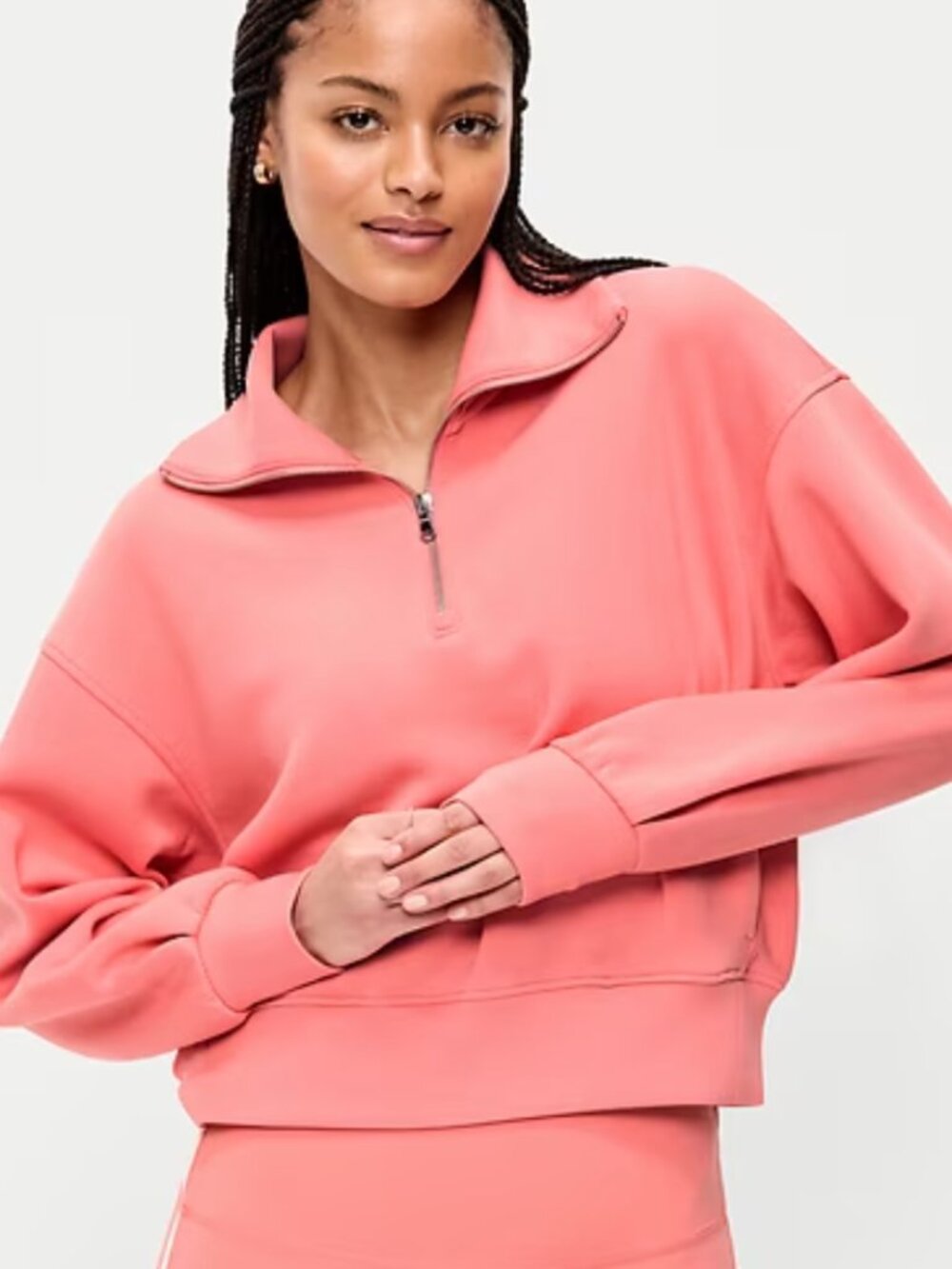 Old Navy Bounce Fleece Half-Zip Pullover Sweatshirt - XS - Coho Salmon / Coral - Picture 2 of 7